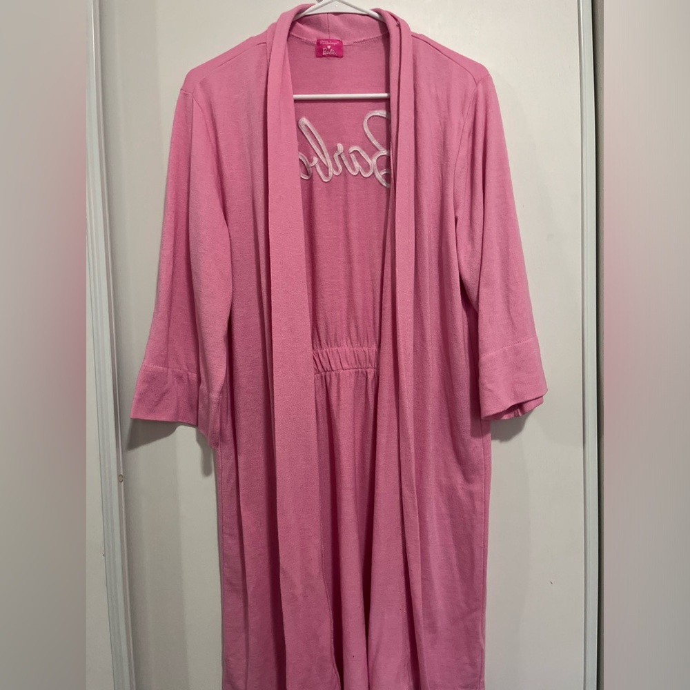 PJ Salvage BARBIE Soft‎ Robe Pink Women’s Size M Open Front Short - Picture 3 of 7